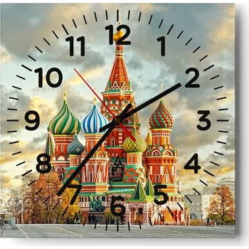 Hodiny Nástěnné hodiny do obýváku 40x40 Město Bez Hlučné Skleněné hodiny Tiché