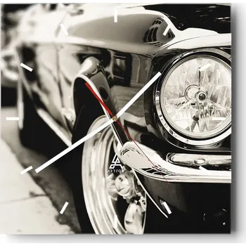 Hodiny Nástěnné hodiny do kuchyně 30x30 Auto Stylové hodiny na skle Loft Tiché