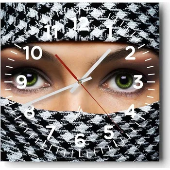 Hodiny Nástěnné hodiny do obýváku 40x40 Žena Bezhluké hodiny na skle Tiché