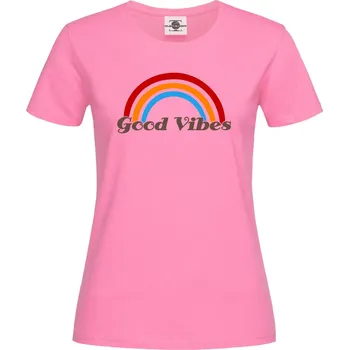Dámské tričko Tričko Good Vibes Druh: Dámské, Barva: Růžová, Velikost: XL