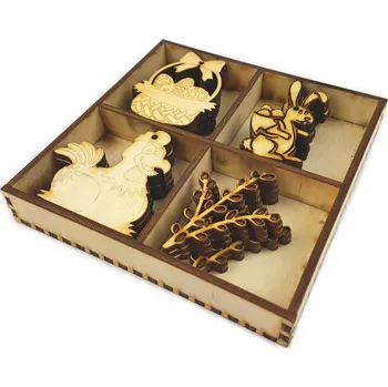 Velikonoční dekorace SET Velikonoce 20 KS 7,5cm Košíček Zajíček