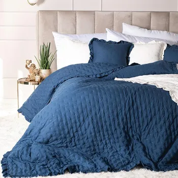 Přehoz na lůžko Nebesky modrý přehoz na postel s volánem WERONA 170x210 cm