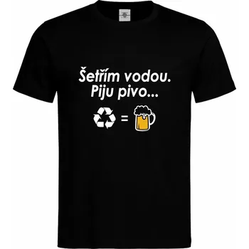 Pánské tričko Tričko Šetřím vodou. Piju pivo... Druh: Pánské, Barva: Černá, Velikost: M