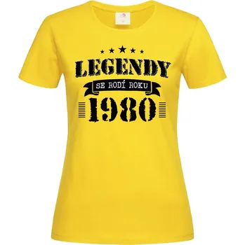 Dámské tričko Tričko Legendy se rodí roku 1980 Druh: Dámské, Barva: Žlutá, Velikost: S