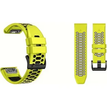 Řemínek na hodinky Signální Žluto / Zelený řemínek pro hodinky Garmin Fenix 5X / 6X / 7X / 8 (51 mm) (Silikonový řemínek pro chytré hodinky Garmin Fenix 5X / 6X / 7X / 8 (51 mm) zelená, žlutá kroužky)