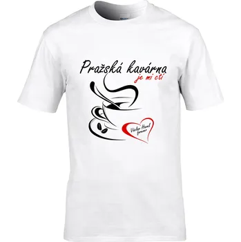 Pánské tričko Tričko Pražská kavárna | Je mi ctí Druh: Pánské, Barva: Bílá, Velikost: XL
