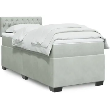 Postel vidaXL Box spring postel s matrací 90x200 cm samet [3288516] Barva: světle šedá