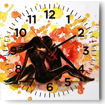 Hodiny Kuchyňské nástěnné hodiny 30x30 Lidé Skleněné hodiny do obýváku Moderní Tiché