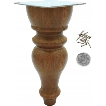 Obraz Dřevěná noha k nábytku soustružená, tvar soudku, 20 cm, buk, moření ořech, s uchycením