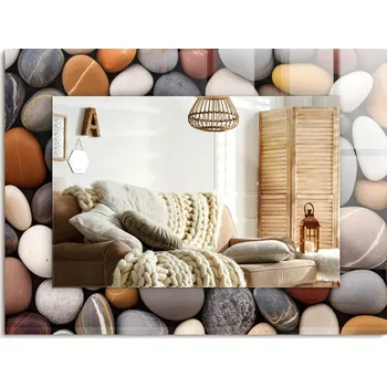 Zrcadlo Dekorativní nástěnné zrcadlo s potiskem Barevné hladké kameny 80x60 cm