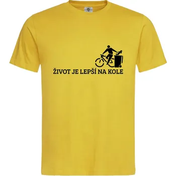 Pánské tričko Tričko Život je lepší na kole Druh: Pánské, Barva: Žlutá, Velikost: S