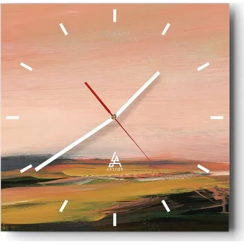 Hodiny Velké nástěnné hodiny na zeď 40x40 Krajina Skleněné hodiny Čtvercové Tiché