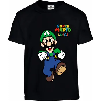 Chlapecké tričko Tričko Super Mario | Luigi Druh: Dětské, Barva: Černá, Velikost: 134-M