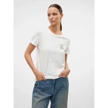 Dámské tričko Vero Moda dámské triko se zlatou aplikací Villa smetanové Velikost: XS