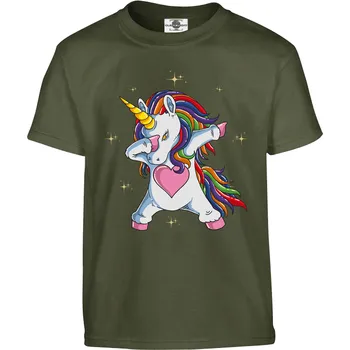Pánské tričko Tričko Disco Jednorožec Druh: Dětské, Barva: Khaki, Velikost: 146-L