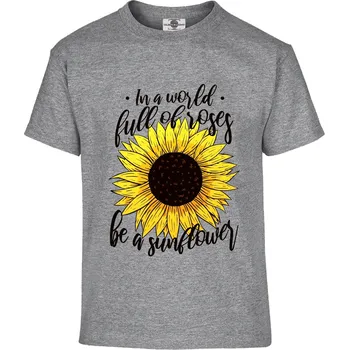 Pánské tričko Tričko Ve světě plném růží, buď slunečnice Druh: Dětské, Barva: Šedá, Velikost: 146-L