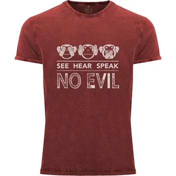 Tričko See Hear Speak | No Evil Druh: Pánské, Barva: Garnet žíhaná, Velikost: XL