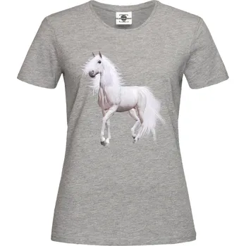 Dámské tričko Tričko Bílý kůň Druh: Dámské, Barva: Šedá, Velikost: S