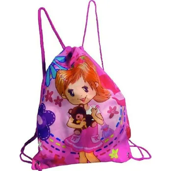 Sáček na obuv, tělocvik, sport 1403 růžová/holčička s méďou