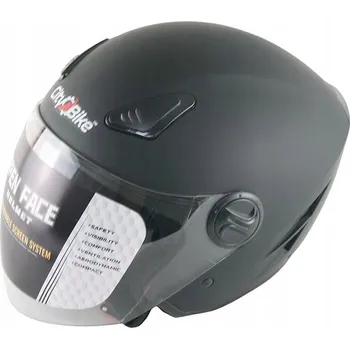 Helma na motorku Motocyklová přilba 202 otevřená s plexi, černá matná, velikost XS, ECE homologace, pro skútr