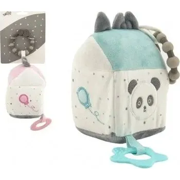 plyšák Závěs Teddies Cube do postýlky/kočárku 10x13 cm, plyš, 2 barvy na kartě