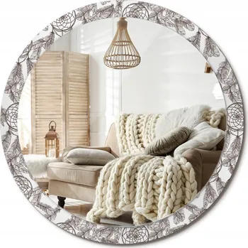 Zrcadlo Kulaté nástěnné dekorativní zrcadlo ve skleněném rámu Lapač snů průměr 100 cm