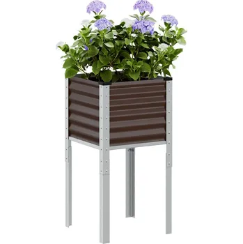 Truhlík vidaXL Zahradní květináč 45 x 45 x 88 cm, odolná ocel [4008964] Barva: Ocel/Hnědý