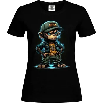 Dámské tričko Tričko Naštvaný opičák Druh: Dámské, Barva: Černá, Velikost: XS