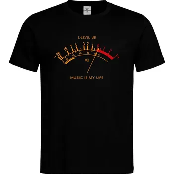 Pánské tričko Tričko Music is my life | VU Meter Druh: Pánské, Barva: Černá, Velikost: L
