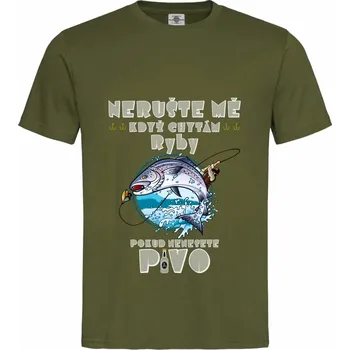 Pánské oblečení Tričko Nerušte mě když chytám ryby Druh: Pánské, Barva: Khaki, Velikost: XL