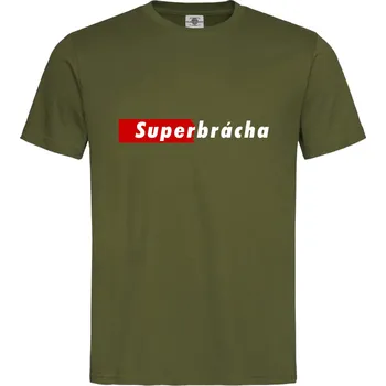 Pánské tričko Tričko Super brácha Druh: Pánské, Barva: Khaki, Velikost: XL