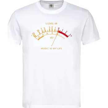 Pánské tričko Tričko Music is my life | VU Meter Druh: Pánské, Barva: Bílá, Velikost: S
