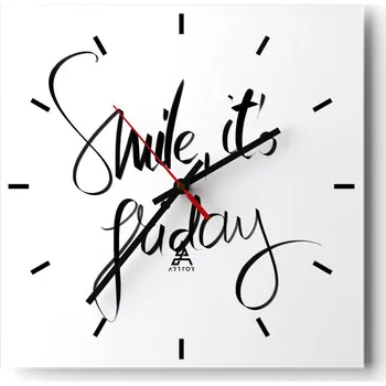 Hodiny Velké nástěnné hodiny 40x40 Typografie Skleněné hodiny Tiché