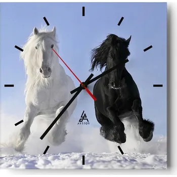 Hodiny Velké nástěnné hodiny 40x40 cm Zvířata Skleněné tiché hodiny