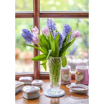 Obraz Plakát Váza s hyacintem a tulipány bez rámu 29,7 x 42 cm