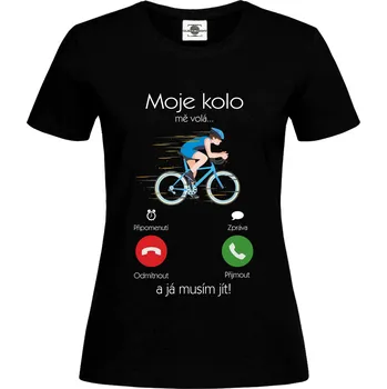 Dámské tričko Tričko Moje kolo mě volá... Druh: Dámské, Barva: Černá, Velikost: XL