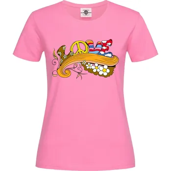 Dámské tričko Tričko Love Druh: Dámské, Barva: Růžová, Velikost: XL