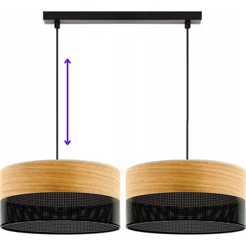 ZÁVĚSNÁ LAMPA LUSTR STÍNIDLO 30cm S DÍRKAMI DŘEVO E27 LED