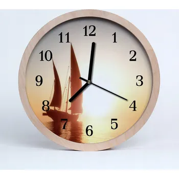 Hodiny Dřevěné nástěnné hodiny Tiché Plachetnice Moře 25 cm