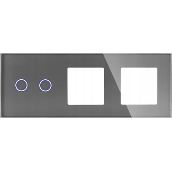 Elektrická zásuvka RÁMEČEK SKLENĚNÝ TROJITÝ PANEL ZÁSUVKA ŠEDÁ 2G2F PRO DC SMART HOME