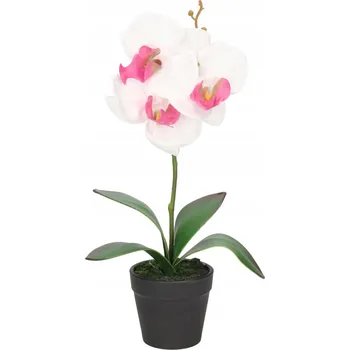 umělá květina UMĚLÁ ORCHIDEJ V KVĚTINÁČI KVĚTY 32cm
