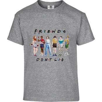 Pánské tričko Tričko Stranger Things | Friends Dont Lie Druh: Dětské, Barva: Šedá, Velikost: 158-XL