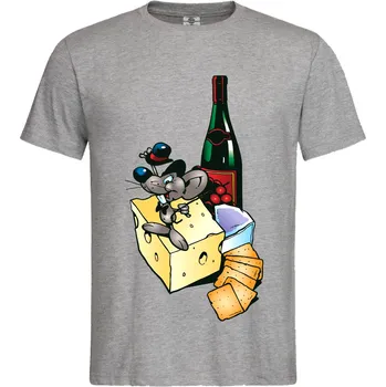 Pánské tričko Tričko Myšák s vínem Druh: Pánské, Barva: Šedá, Velikost: M