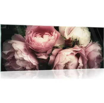 Obraz Obraz na skle SKLENĚNÝ KVĚTINY růže PIVOŇKY 125x50