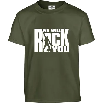 Pánské tričko Tričko We Will Rock You Druh: Dětské, Barva: Khaki, Velikost: 134-M