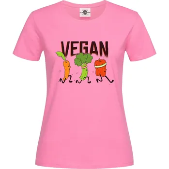 Dámské tričko Tričko Vegan Druh: Dámské, Barva: Růžová, Velikost: M