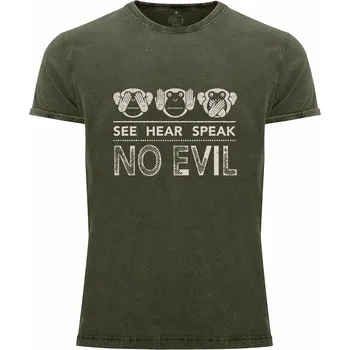 Tričko See Hear Speak | No Evil Druh: Pánské, Barva: Army žíhaná, Velikost: S