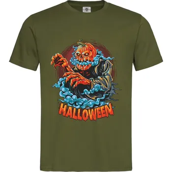 Pánské oblečení Tričko Halloween | Dýňový strašák Druh: Pánské, Barva: Khaki, Velikost: XL