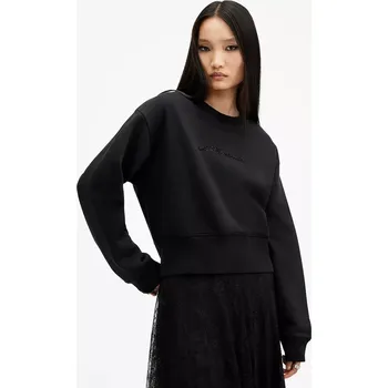 Pánská mikina Bavlněná mikina AllSaints FERN EMB černá barva, s aplikací, W125JB 99X, vel. L