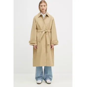 Kabát Samsoe Samsoe Sarooney dámský, béžová barva, přechodný, oversize, F24300140 80X, vel. XS